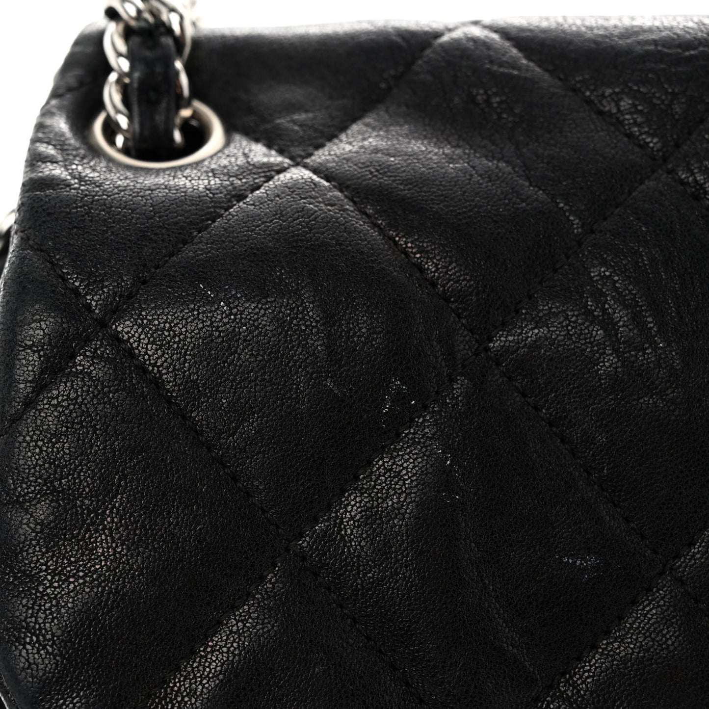 Washed Lambskin Quilted Medium Chain Around Messenger Black