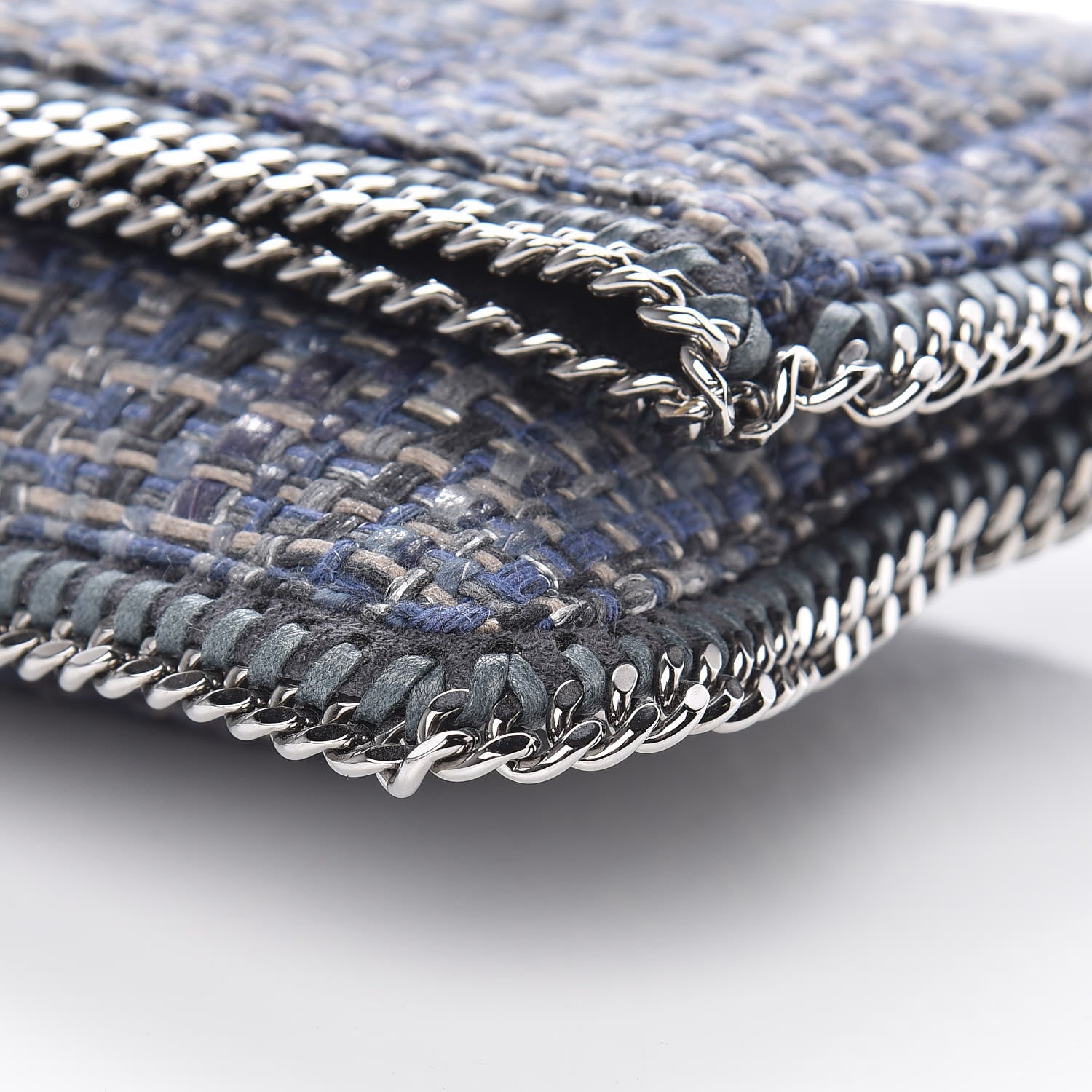 Stella McCartney Woven Boucle Fold Over Falabella Clutch Blue 11 of 11