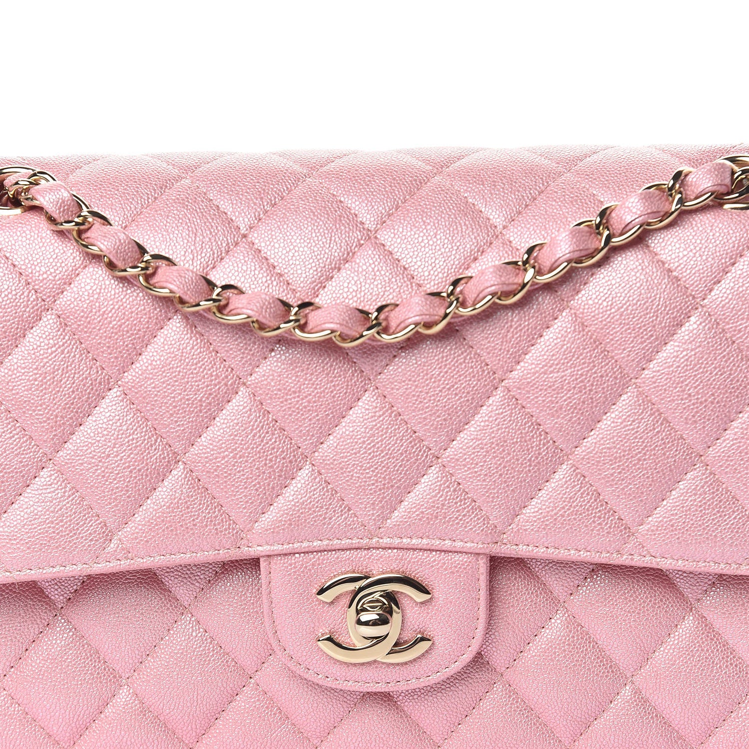 Chanel Iridescent Caviar Quilted Medium Double Flap Rose Pink 10 of 10