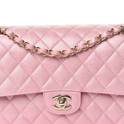 Chanel Iridescent Caviar Quilted Medium Double Flap Rose Pink 10 of 10