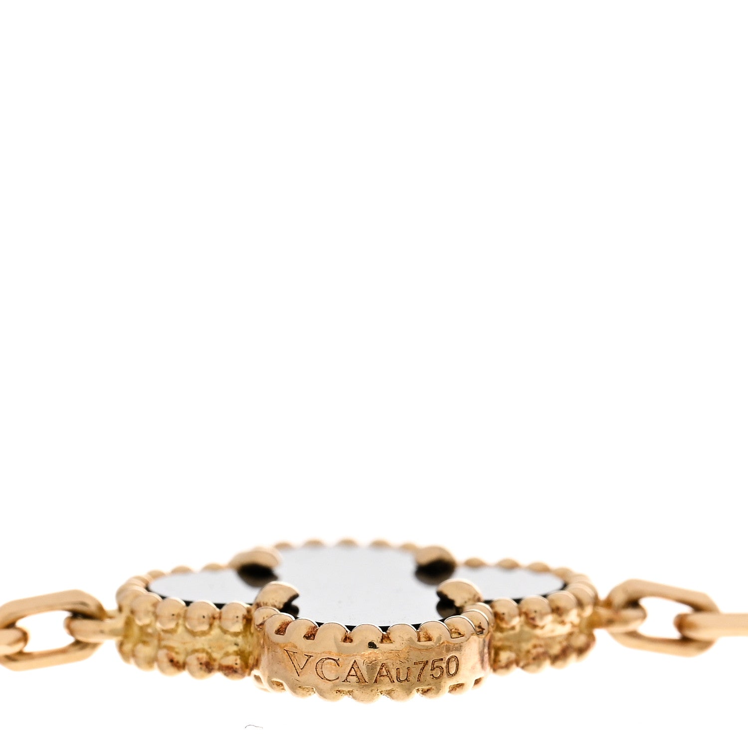 Van Cleef & Arpels 18K Yellow Gold Black Onyx 5 Motifs Vintage Alhambra Bracelet 4 of 4