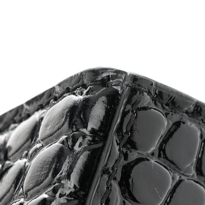 Balenciaga Shiny Calfskin Monochrome Crocodile Embossed Small Hourglass Evening Chain Bag Black 12 of 12