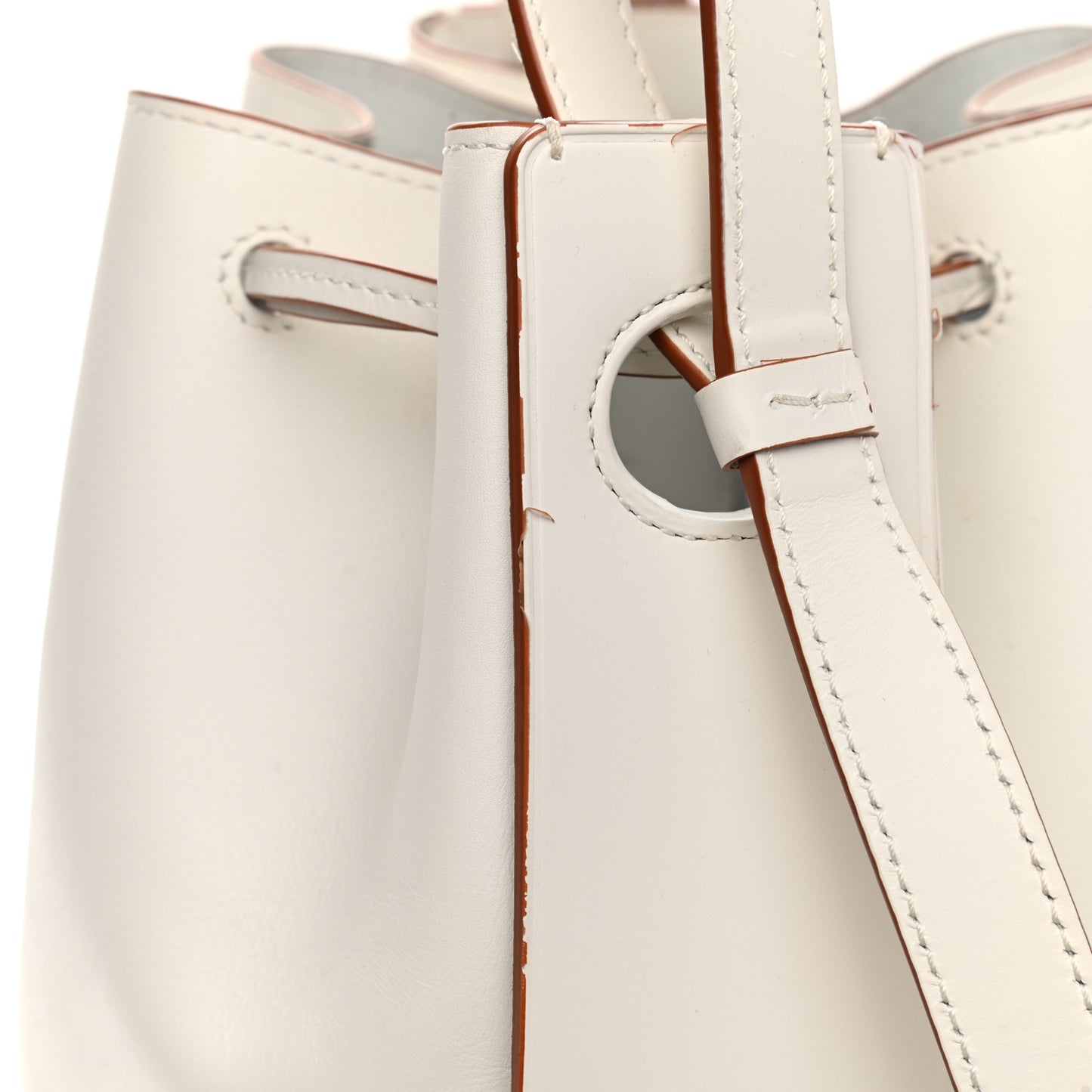 Calfskin Small Balloon Bucket Bag Soft White