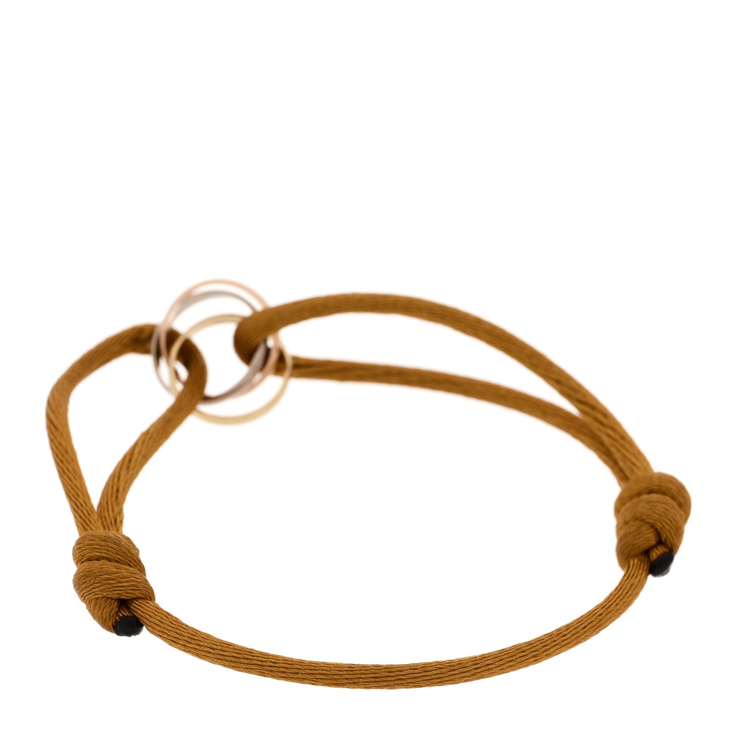 Cartier 18K Pink Yellow White Gold Trinity Cord Bracelet Brown 2 of 4