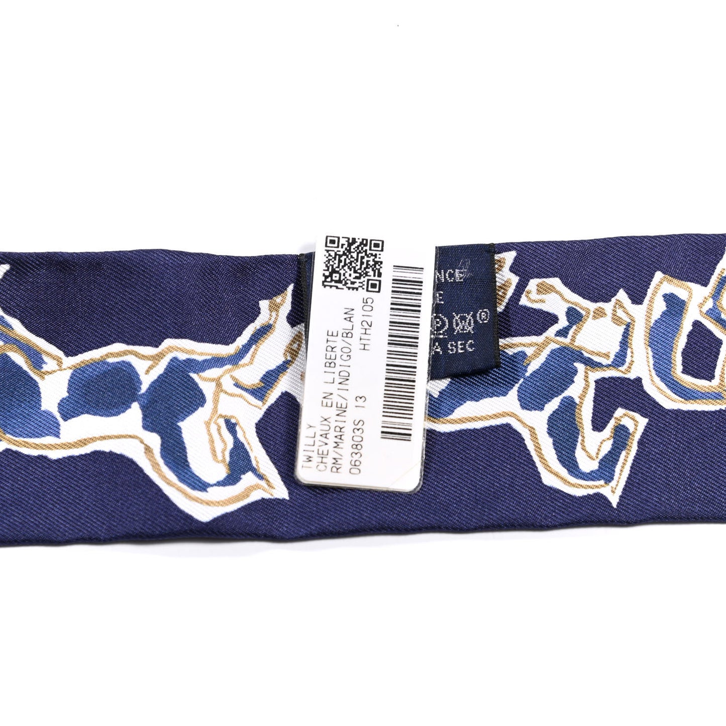 Silk Chevaux En Liberte Twilly Marine Indigo Blanc