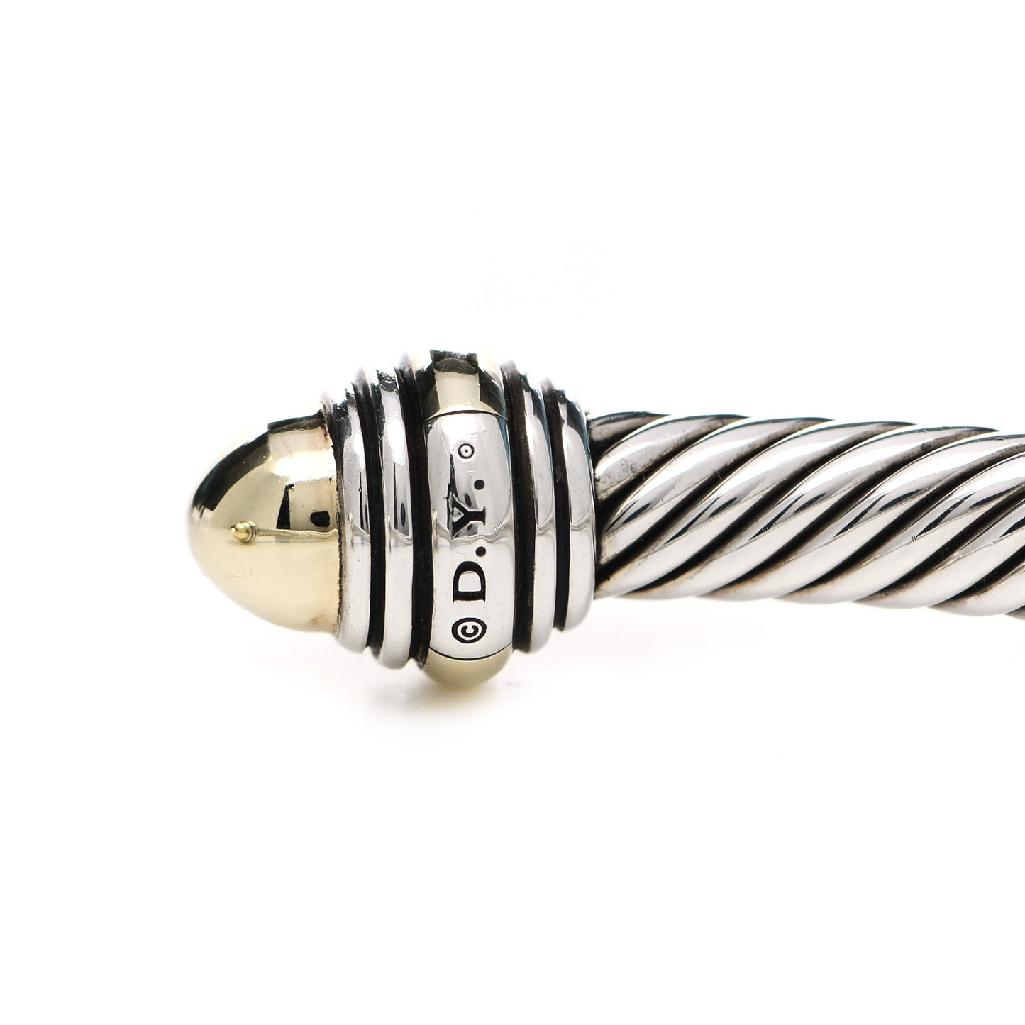 Sterling Silver 14K Yellow Gold 5mm Cable Classics Dome Bracelet