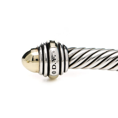 David Yurman Sterling Silver 14K Yellow Gold 5mm Cable Classics Dome Bracelet 4 of 5