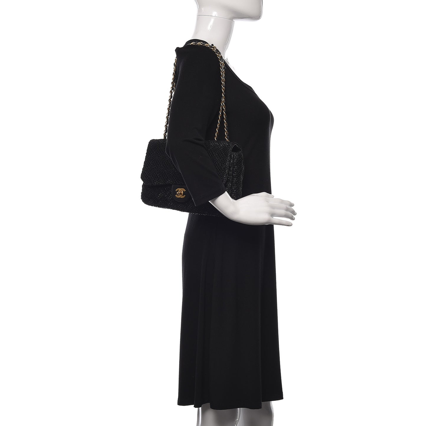 Woven Nylon Medium Single Flap Black