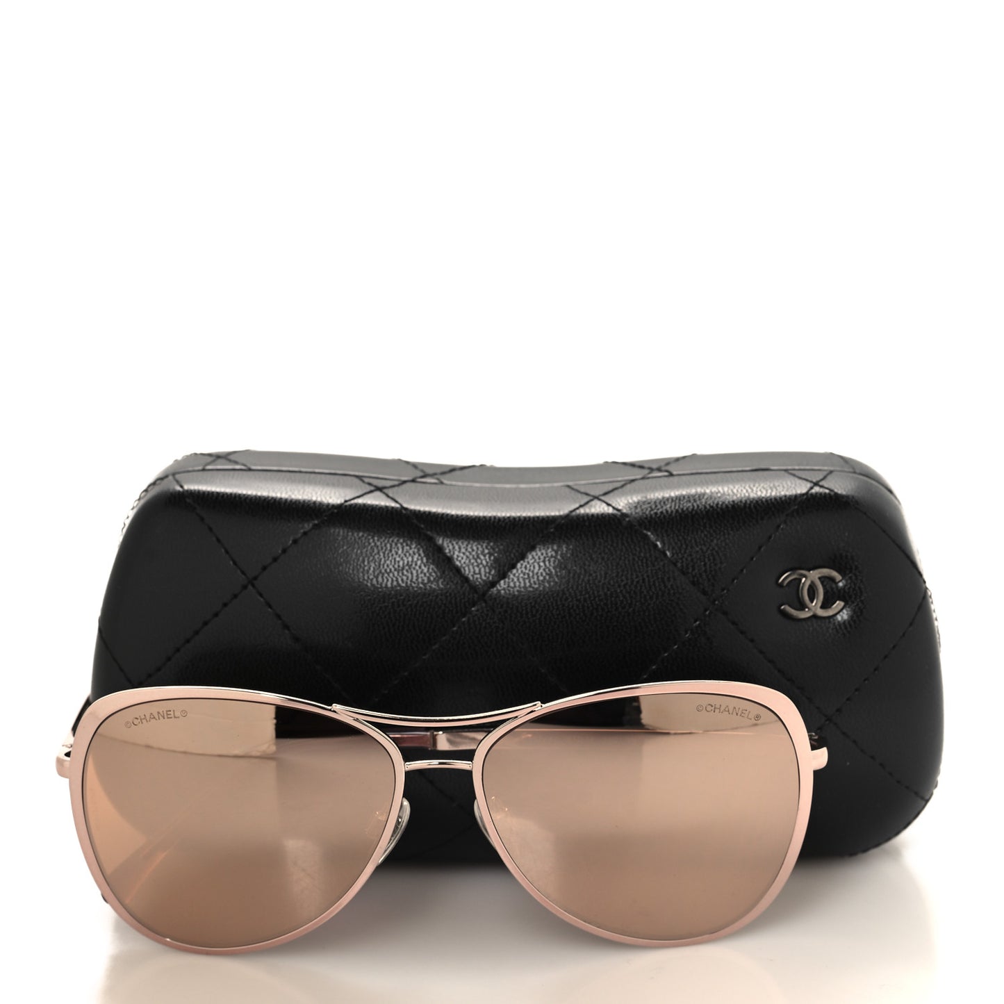 Metal Mirrored Pilot Summer Sunglasses 4223 Pink Gold