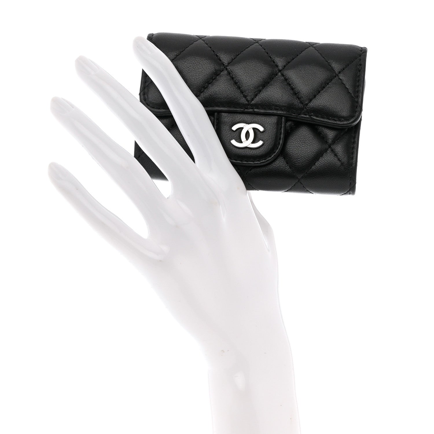 Chanel Lambskin Quilted 4 Key Holder Black 2 of 10