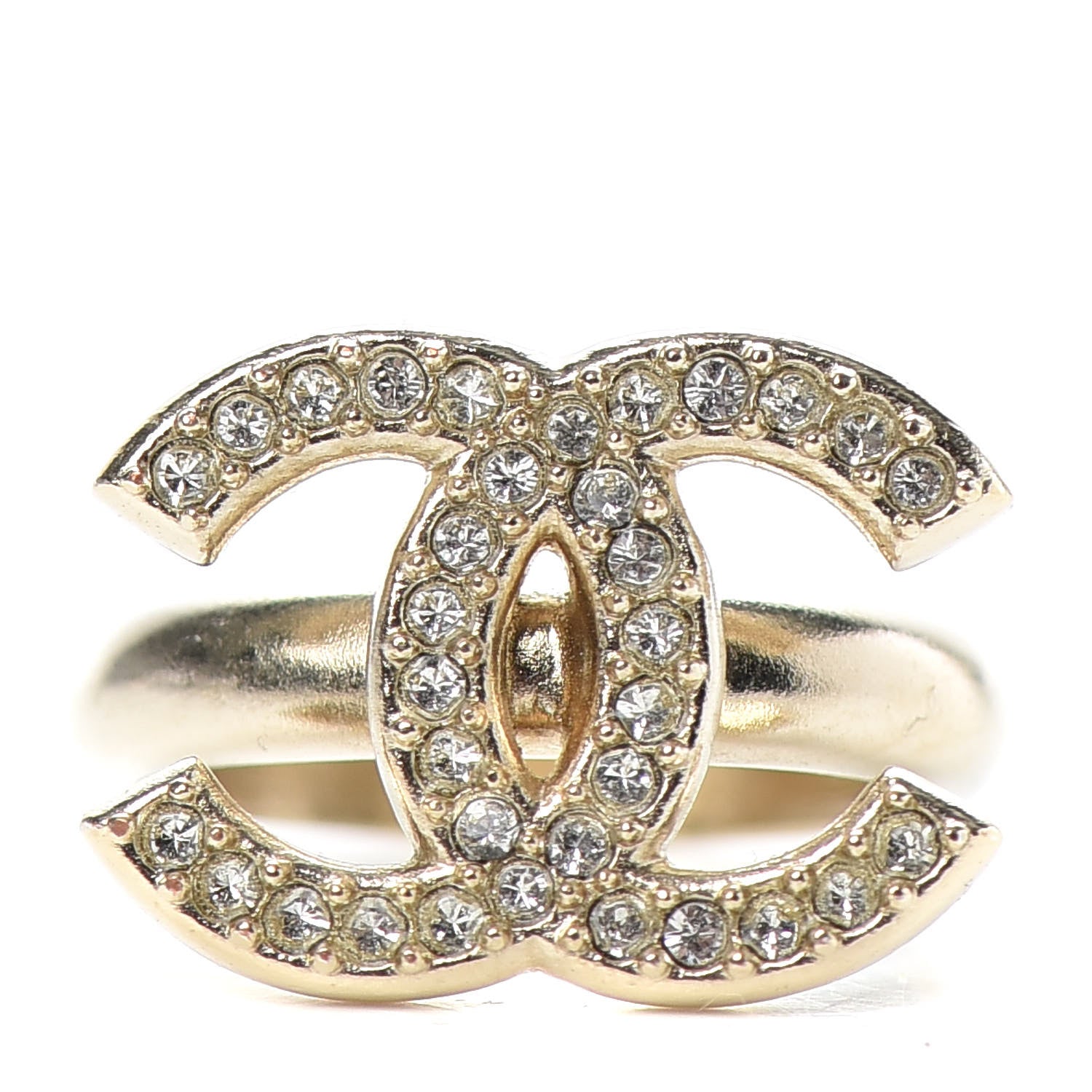 Chanel Crystal CC Ring 4.5 Gold 1 of 4
