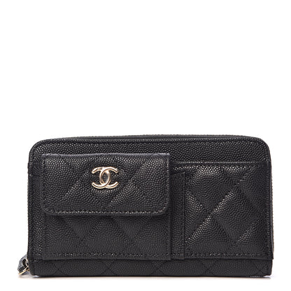 Chanel Caviar Quilted In & Out Zip Around Wallet Black 1 of 9
