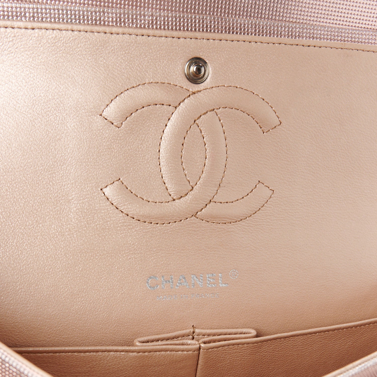 Chanel Metallic Calfskin Pixel Effect Medium Double Flap Pinky Gold 6 of 11