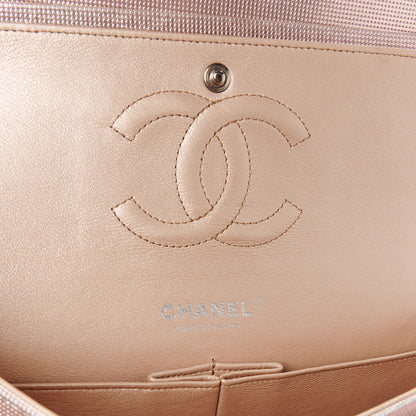 Chanel Metallic Calfskin Pixel Effect Medium Double Flap Pinky Gold 6 of 11