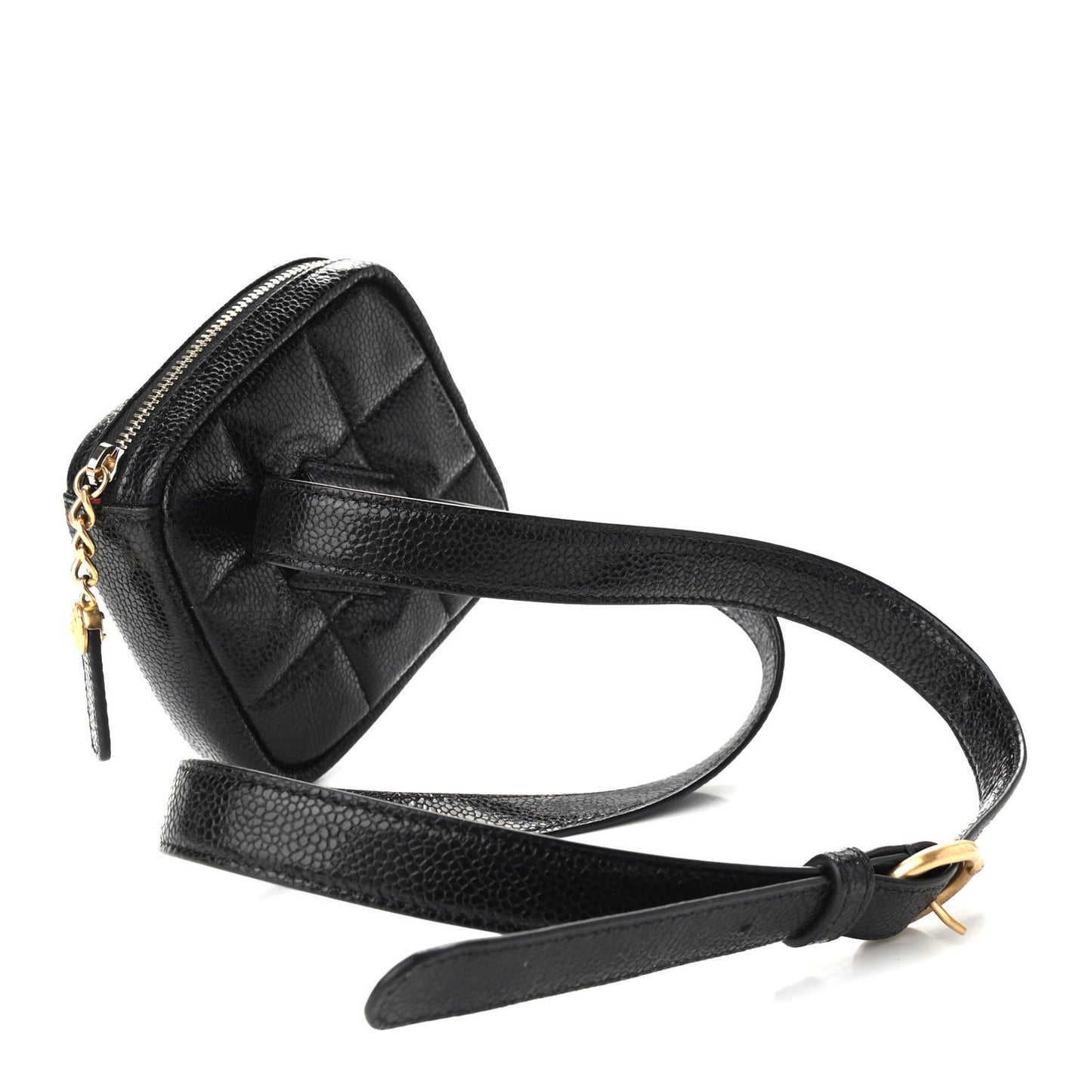 Caviar Quilted Coin Purse Belt Bag Black