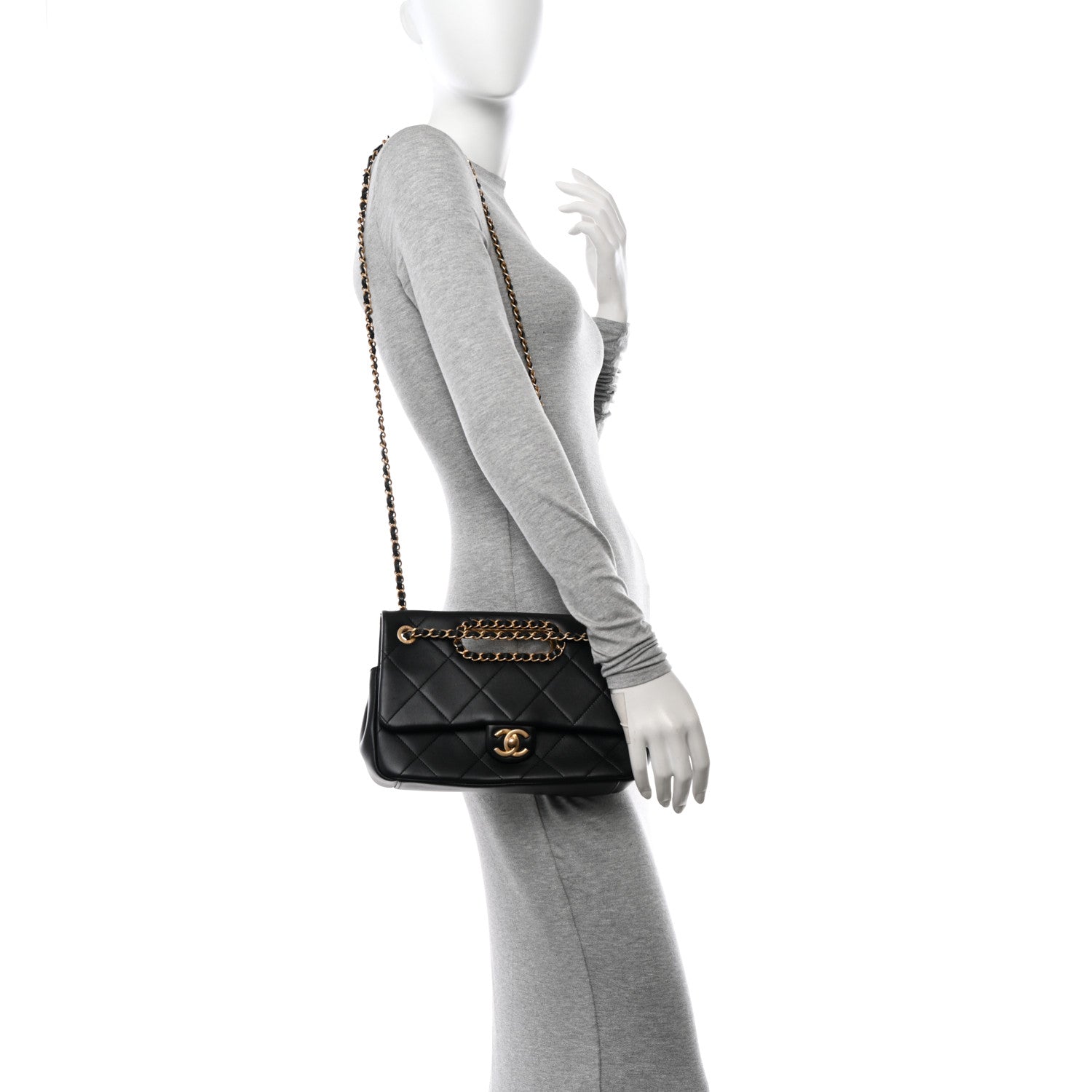 Chanel Lambskin Small Chain Handle Flap Bag Black 2 of 10