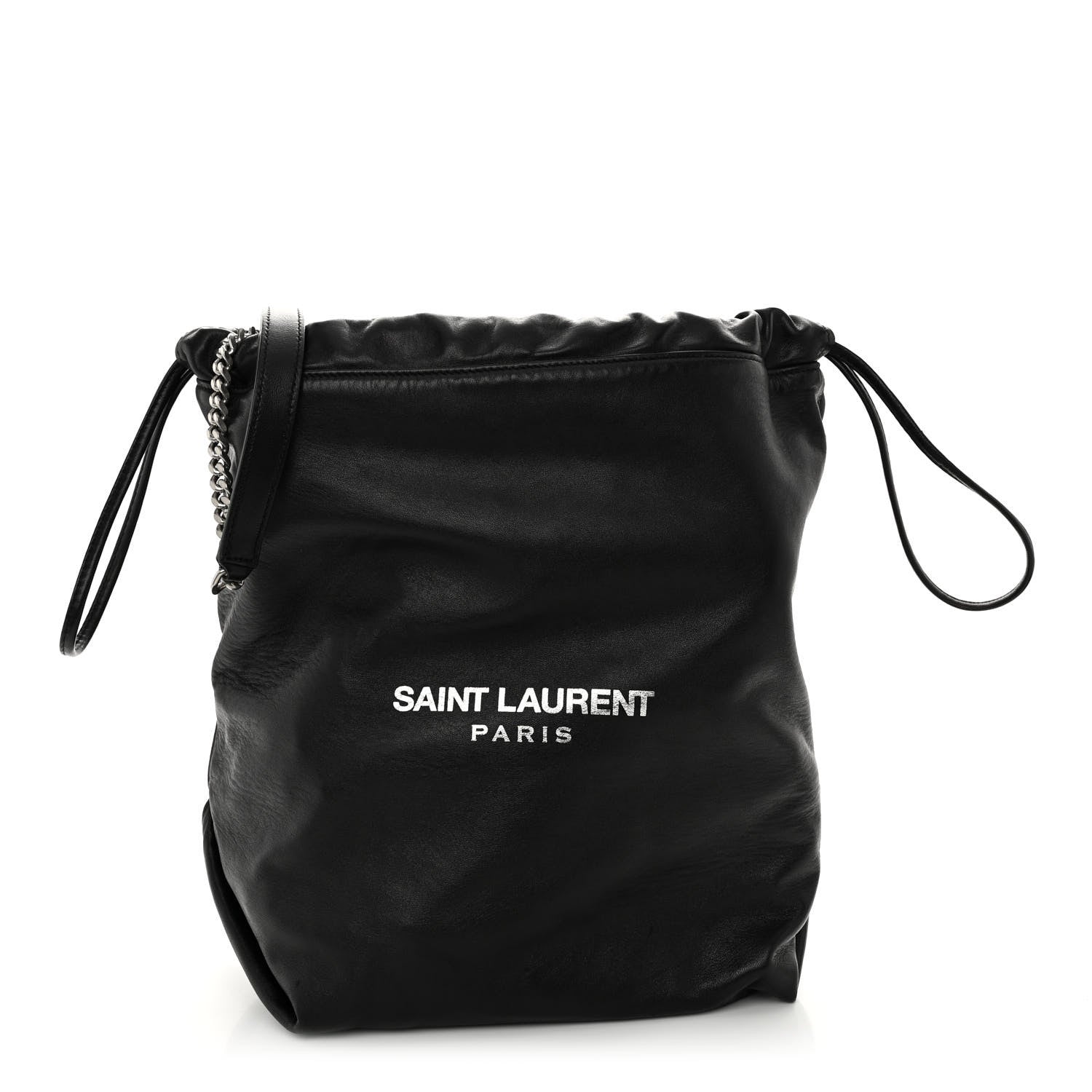 Saint Laurent Lambskin Teddy Drawstring Bag Black 3 of 11