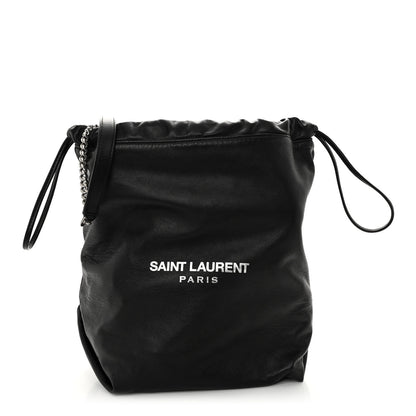 Saint Laurent Lambskin Teddy Drawstring Bag Black 3 of 11