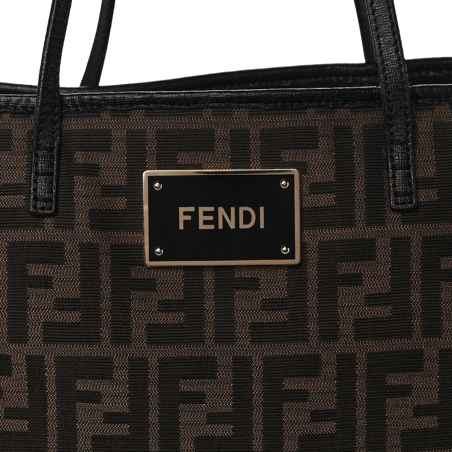 Fendi Zucca Vitello Elite Medium Roll Tote Tobacco Black 13 of 22