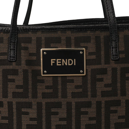 Fendi Zucca Vitello Elite Medium Roll Tote Tobacco Black 13 of 22