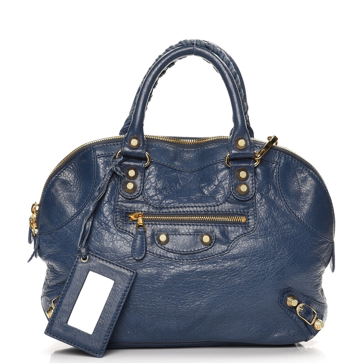 Agneau Giant 12 Gold Hardware Bowling Bag Bleu Persan