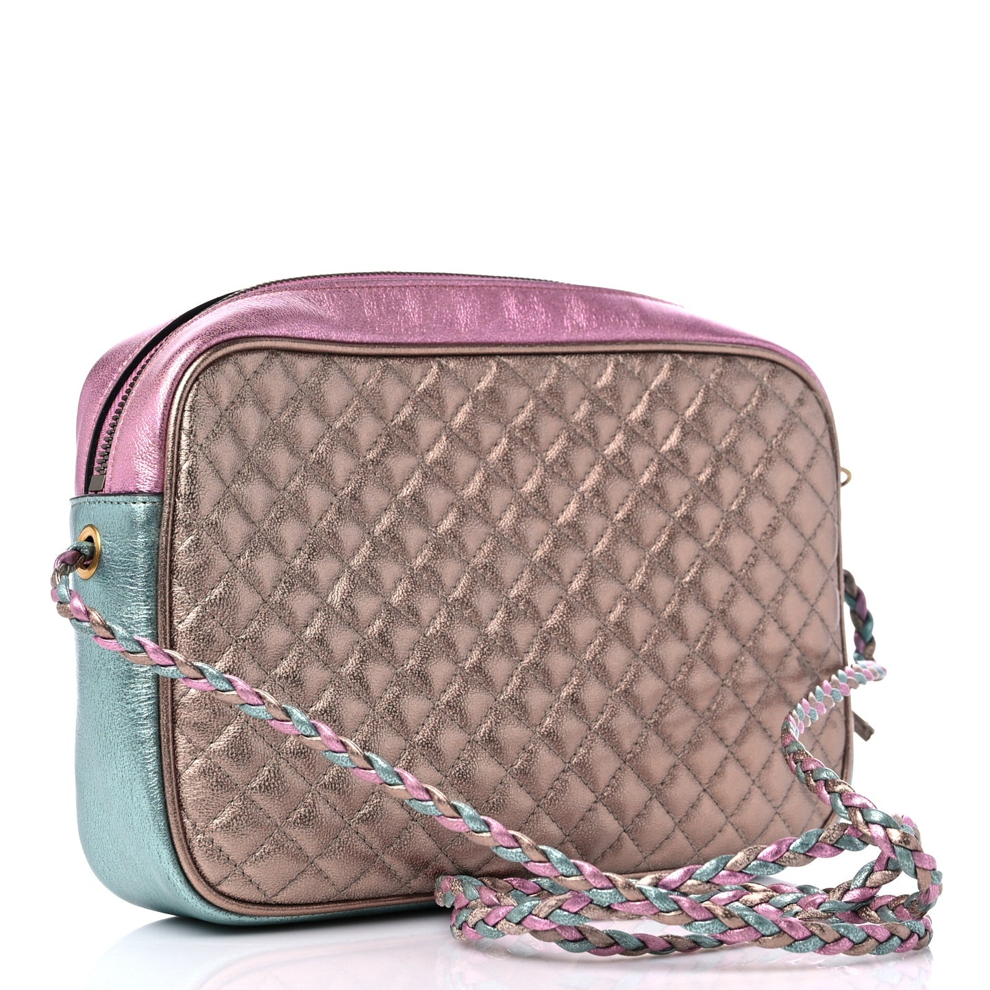 Laminated Nappa Trapuntata Small Zumi Shoulder Bag Rosa Lago Rame