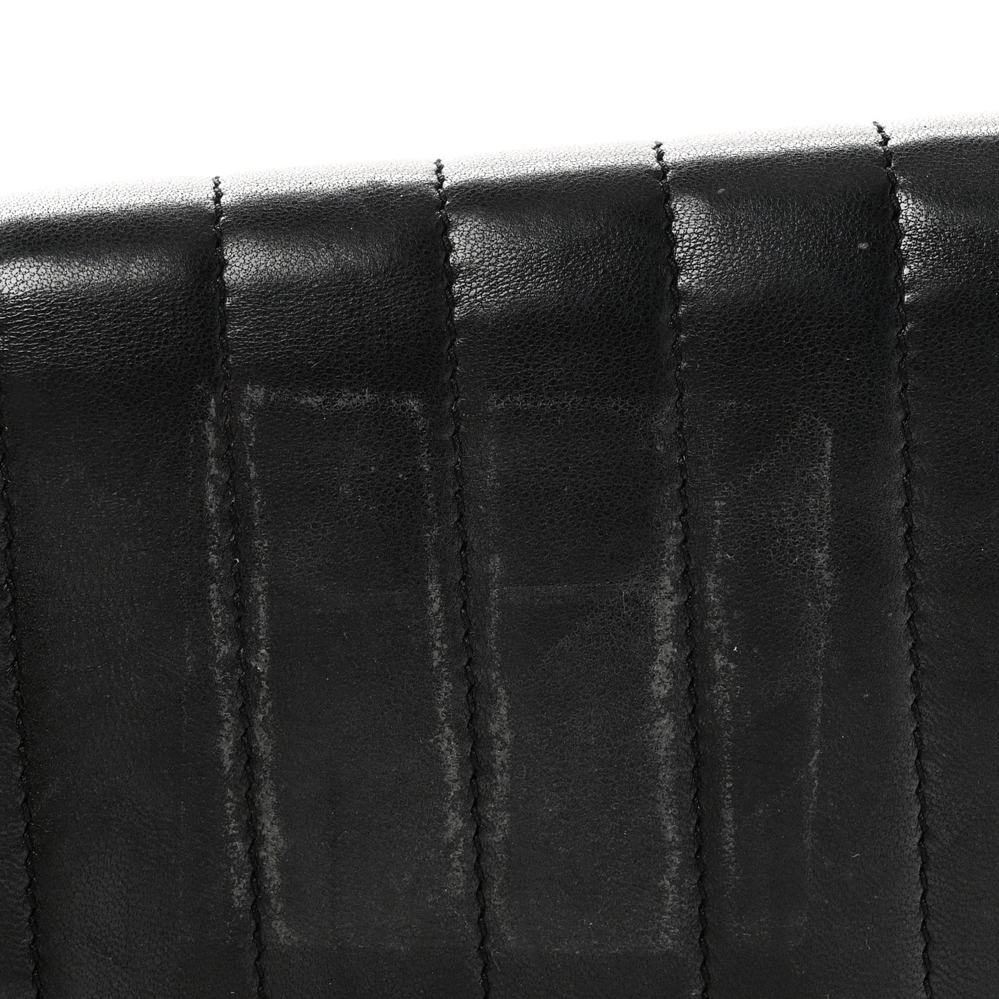 Lambskin Matelasse Monogram Vicky Tri-Fold Wallet Black