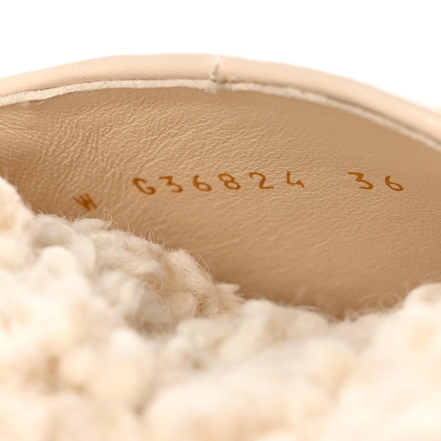 Calfskin Shearling CC Lace Up Boots 36 Light Beige Ivory