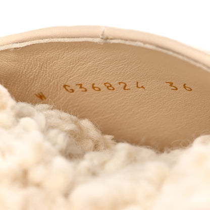Chanel Calfskin Shearling CC Lace Up Boots 36 Light Beige Ivory 11 of 16