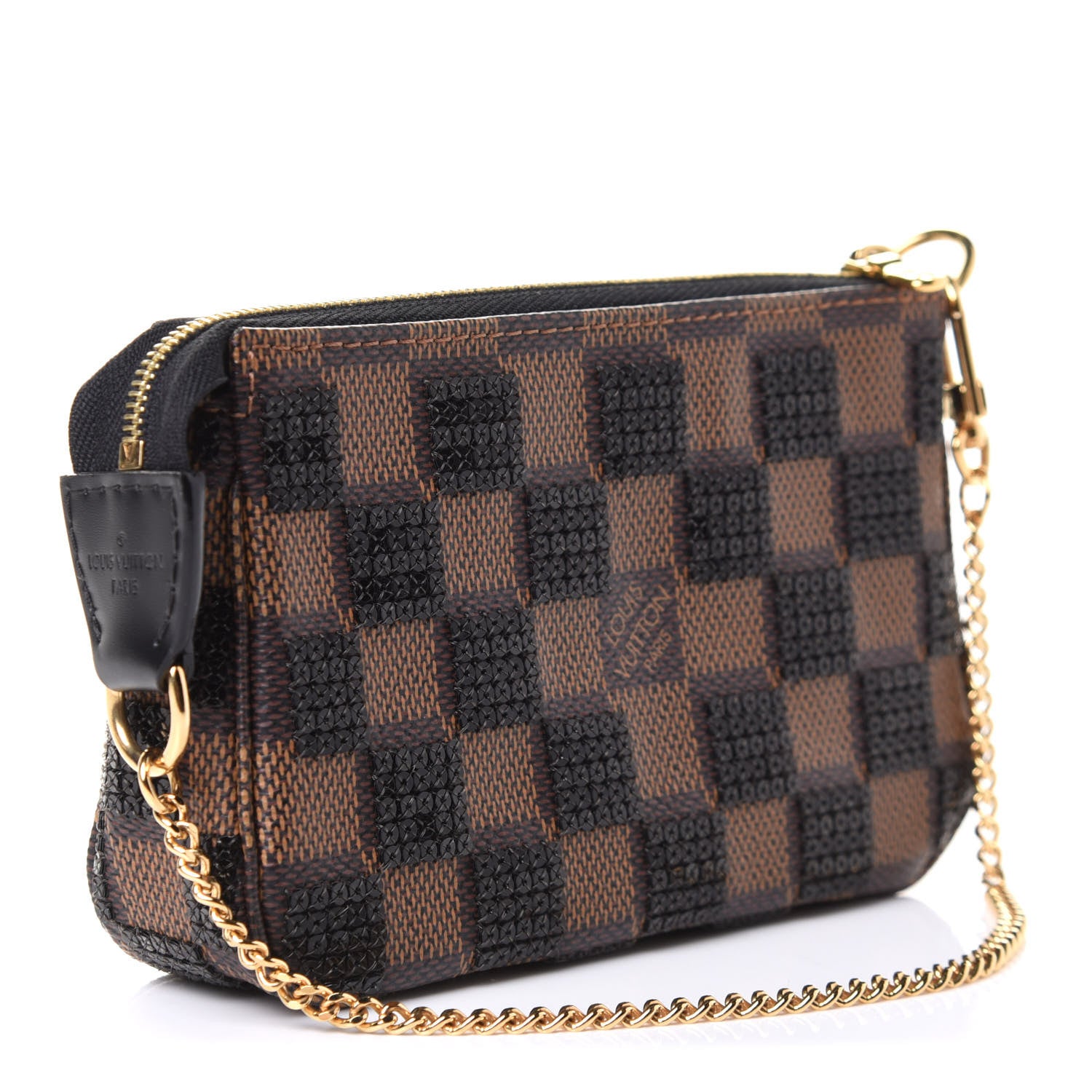 Louis Vuitton Damier Paillettes Mini Pochette Accessories Black 3 of 7