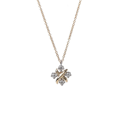 Tiffany Platinum 18K Yellow Gold Diamond Schlumberger Lynn Pendant Necklace 4 of 7