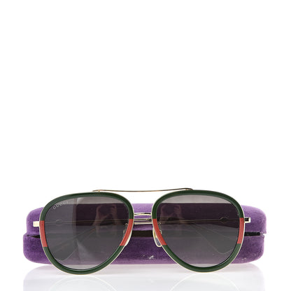 Gucci Web Aviator Sunglasses GG0062S Green Red 8 of 8