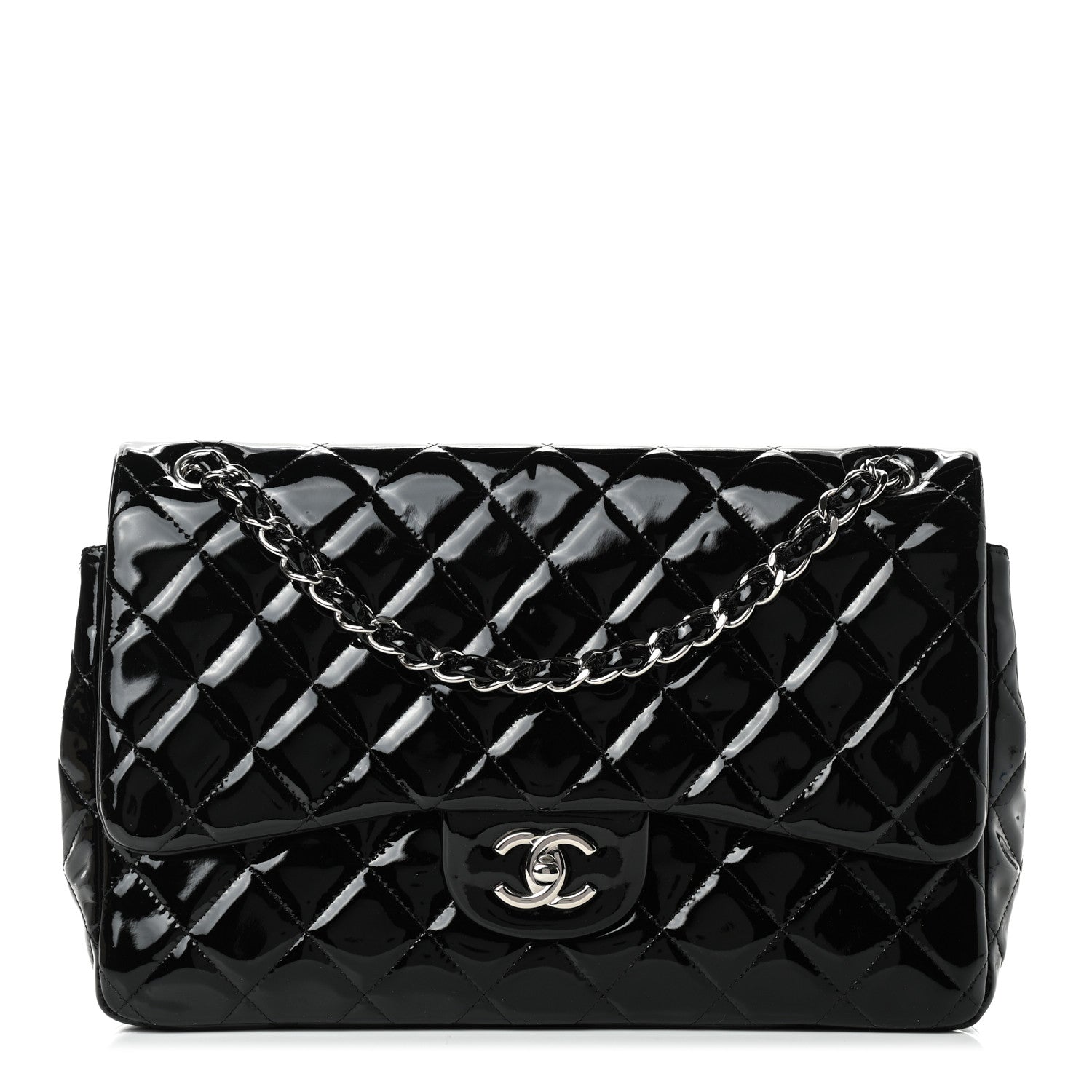 Chanel Patent Quilted Jumbo Double Flap Black 1 of 9
