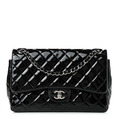 Chanel Patent Quilted Jumbo Double Flap Black 1 of 9