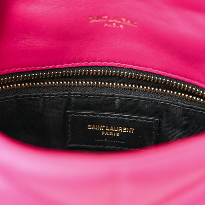 Saint Laurent Lambskin Quilted Toy Loulou Puffer Monogram Chain Satchel Bubblegum 14 of 15