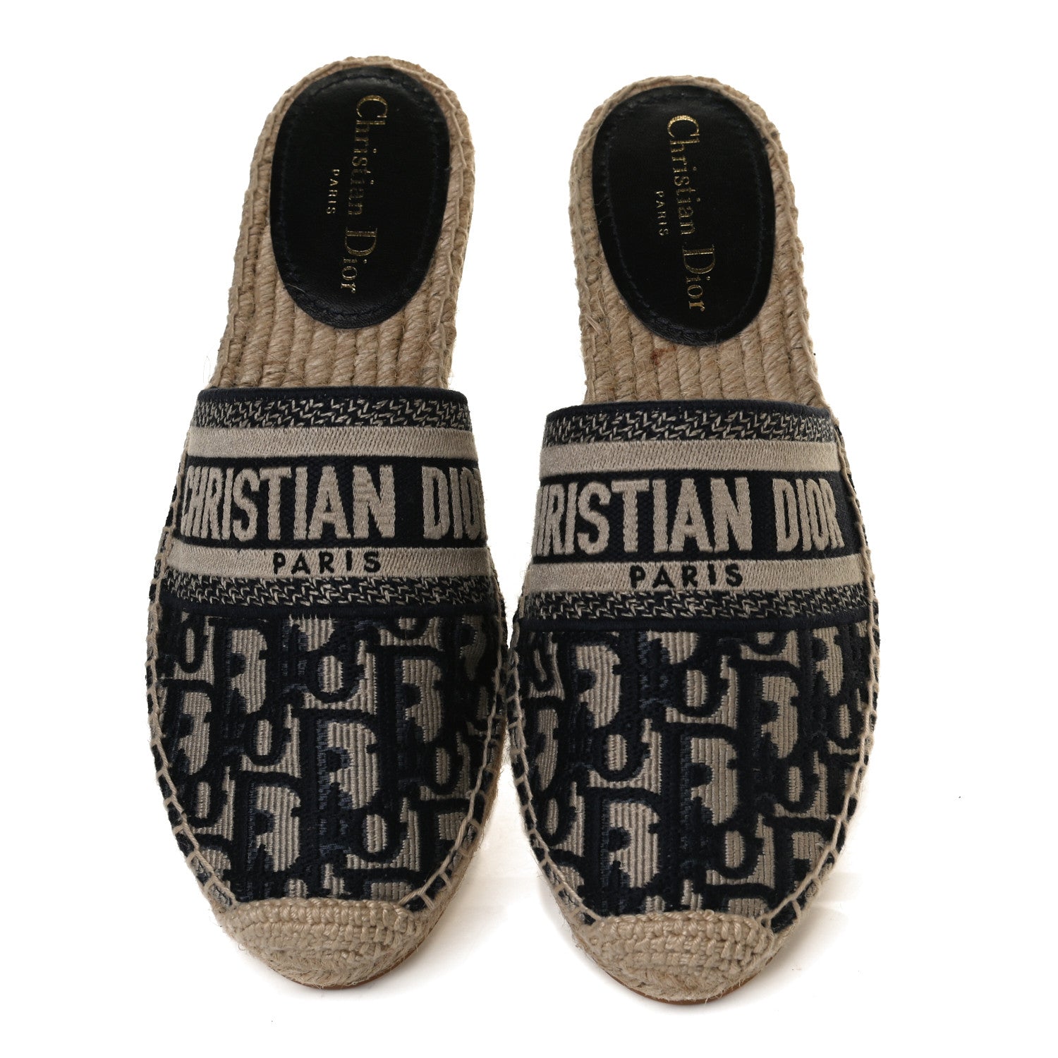 Christian Dior Oblique Embroidered Granville Espadrille 15mm Slippers 38.5 Deep Blue 5 of 11