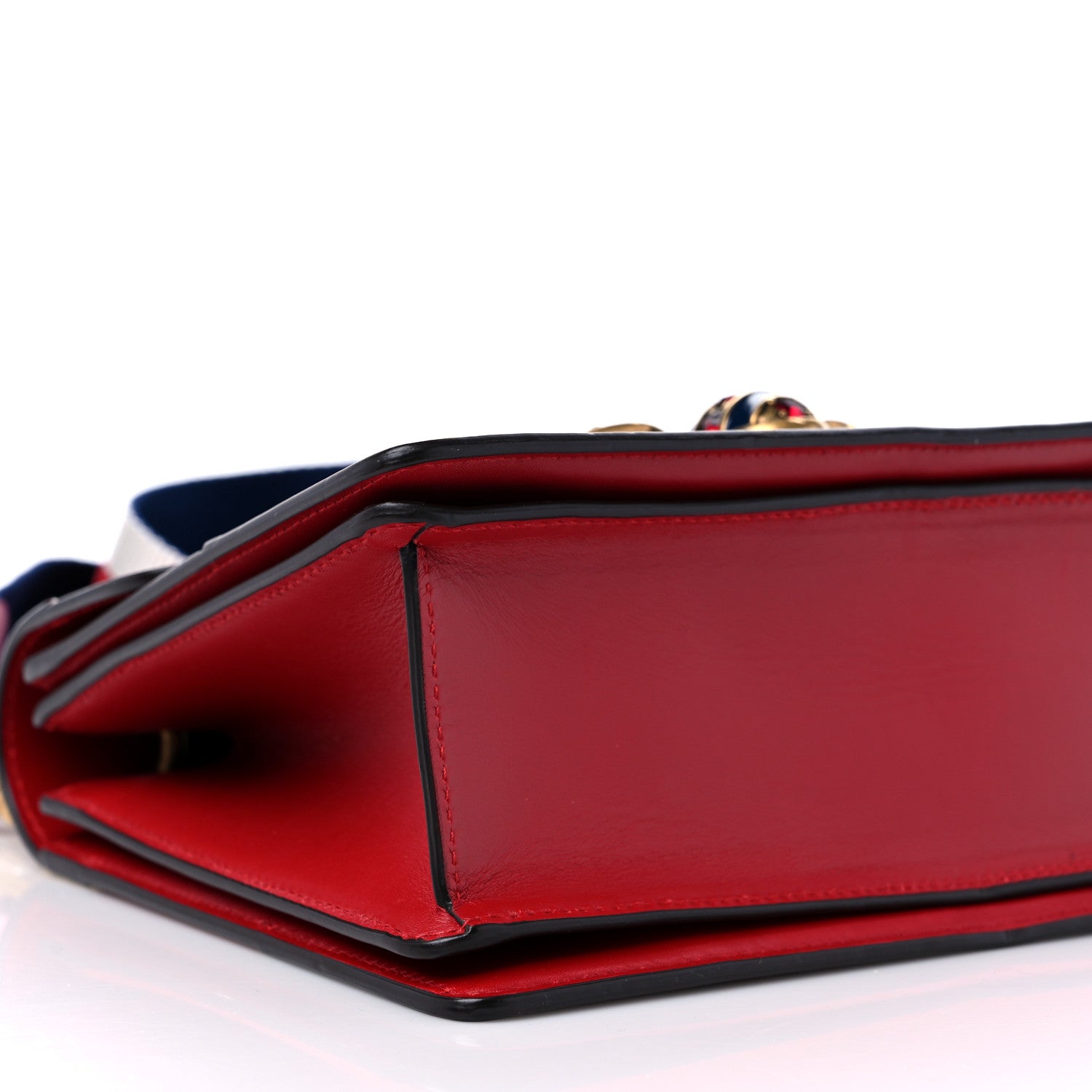 Gucci Calfskin Sylvie Web Small Queen Margaret Top Handle Bag Blue Agata Hibiscus Red Mystic White Sugar Pink 8 of 9