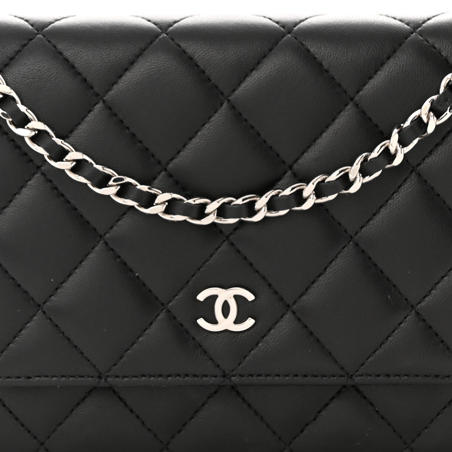 Chanel Lambskin Quilted Wallet On Chain WOC Black 9 of 13