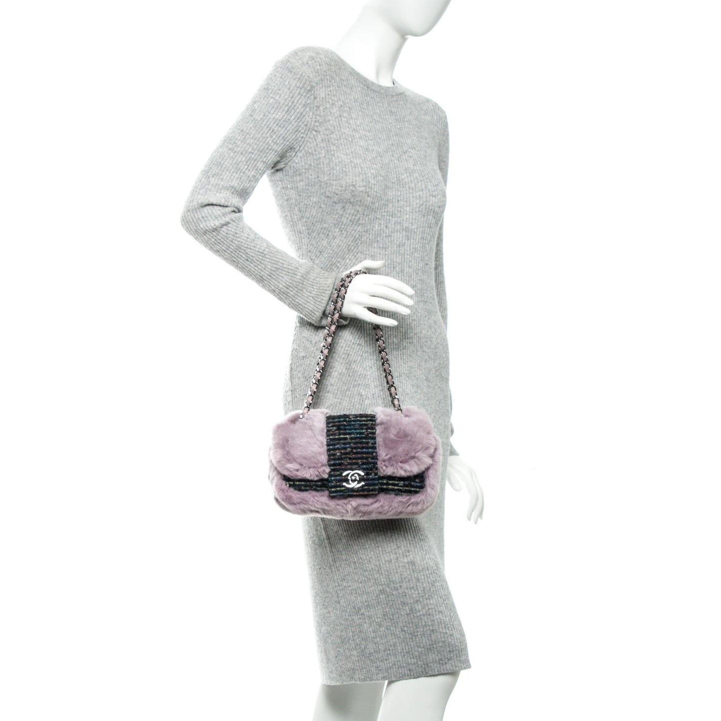 Rabbit Fur Tweed Lizard Small Fantasy Flap Lilac