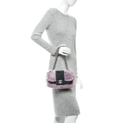 Chanel Rabbit Fur Tweed Lizard Small Fantasy Flap Lilac 2 of 7