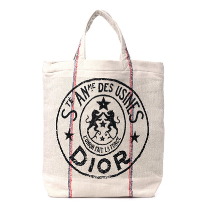 Christian Dior Canvas Print Cruise Tote Ivory Black 1 of 11