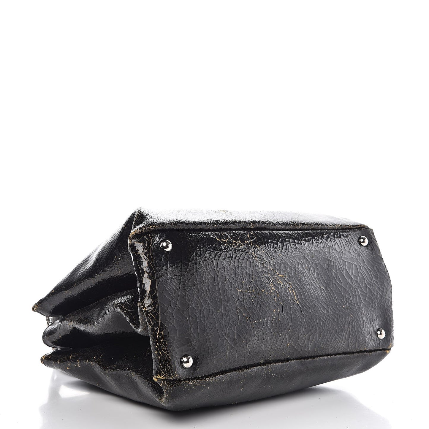Calfskin Craquele Shopping Bag Ebano