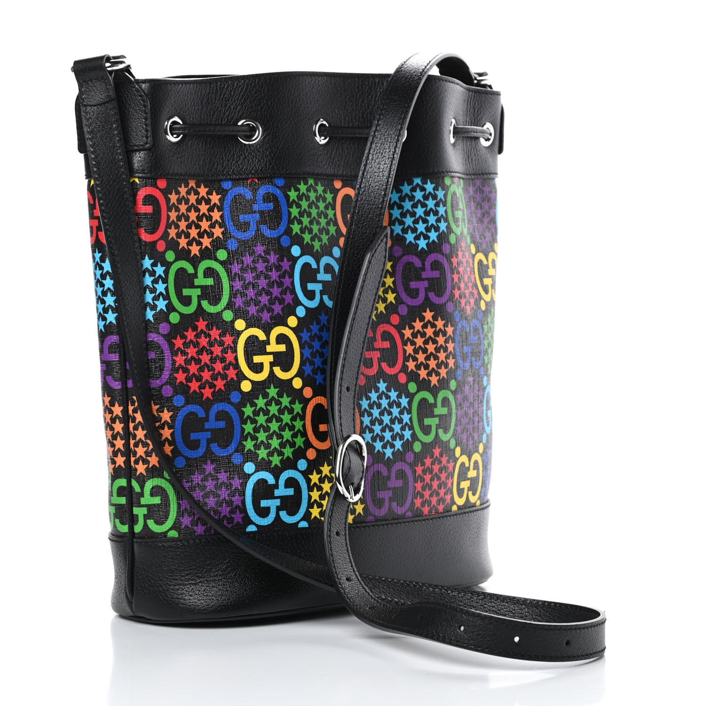 GG Supreme Monogram Psychedelic Bucket Bag Black