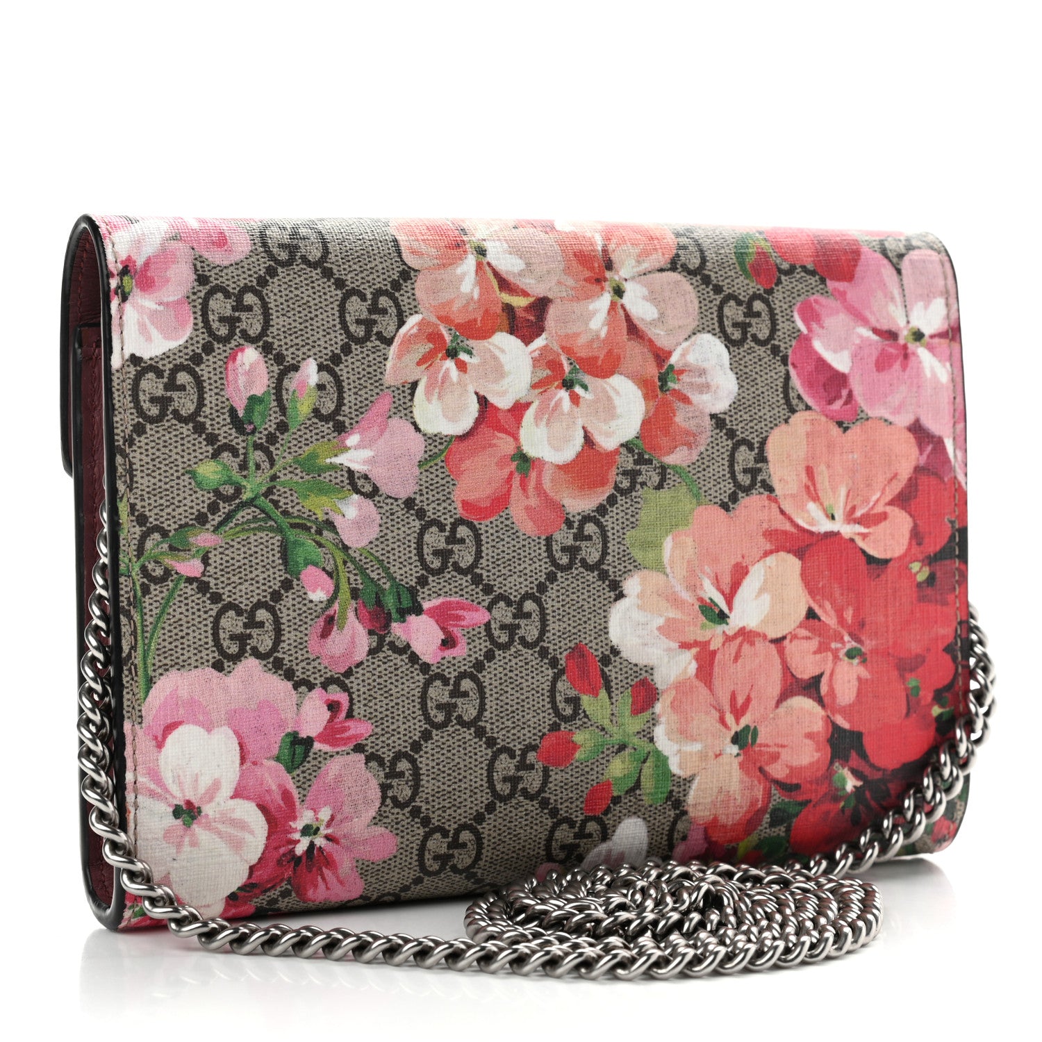 Gucci GG Supreme Monogram Blooms Mini Dionysus Chain Wallet Beige Multicolor Dry Rose 3 of 11