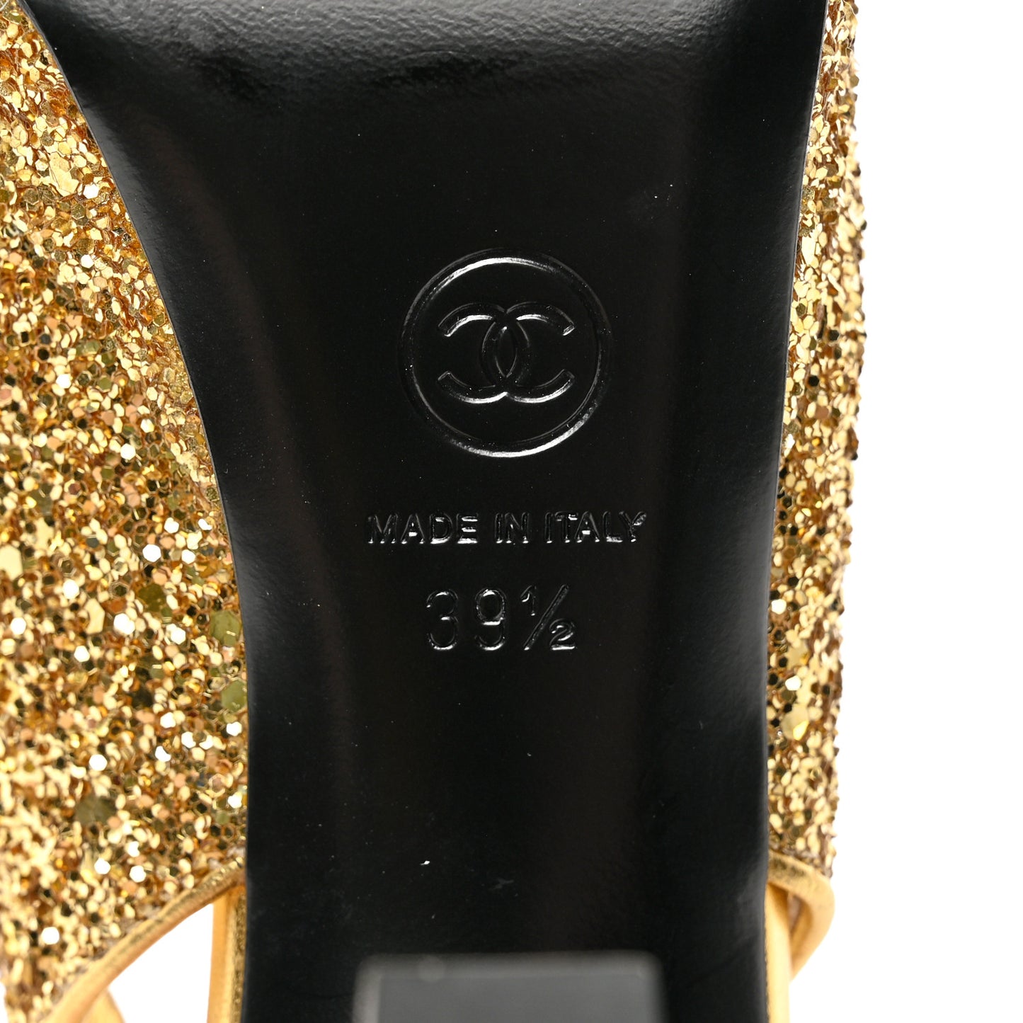 Glitter Grosgrain Cap Toe CC Slingback Pumps 39.5 Gold Black