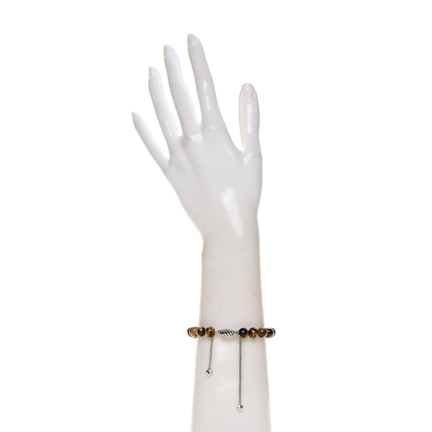 David Yurman Sterling Silver Tiger's Eye 8mm Spiritual Beads Adjustable Bracelet 2 of 4
