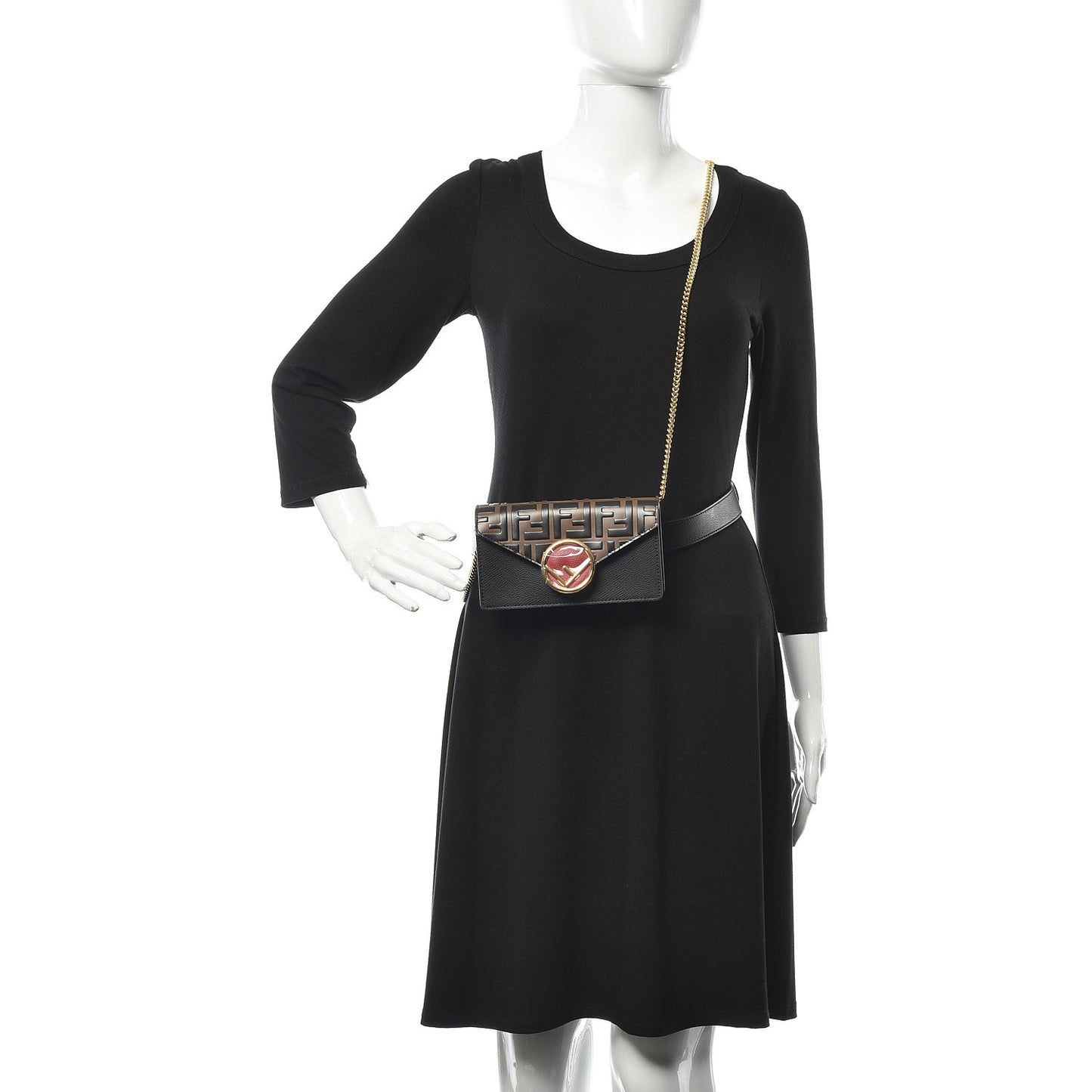 Vitello Cruise F is Fendi Bi-Color FF 1974 Embossed Envelope Belt Bag Maya Black