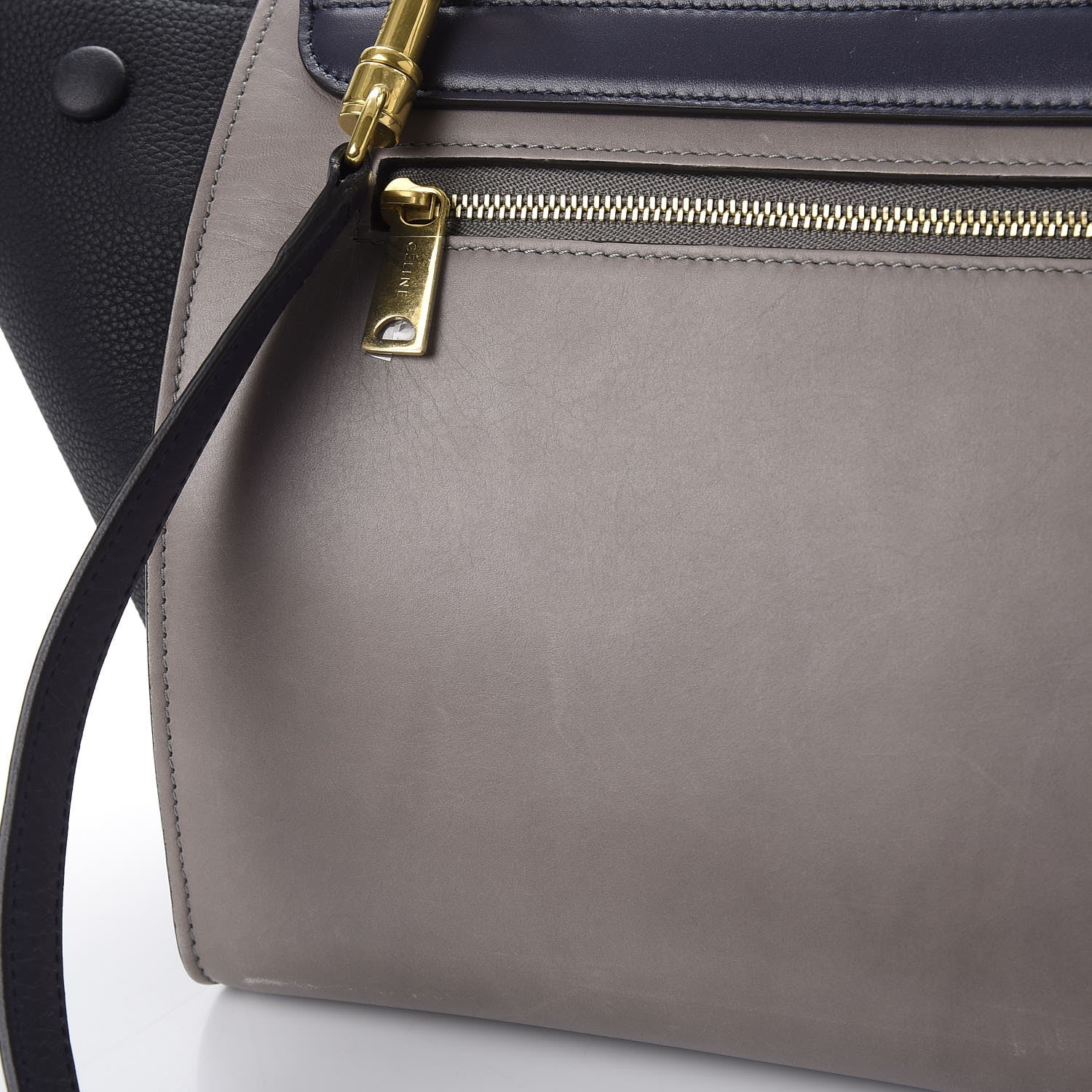 Celine Sleek Calfskin Small Tri-Color Trapeze Dark Blue 9 of 17
