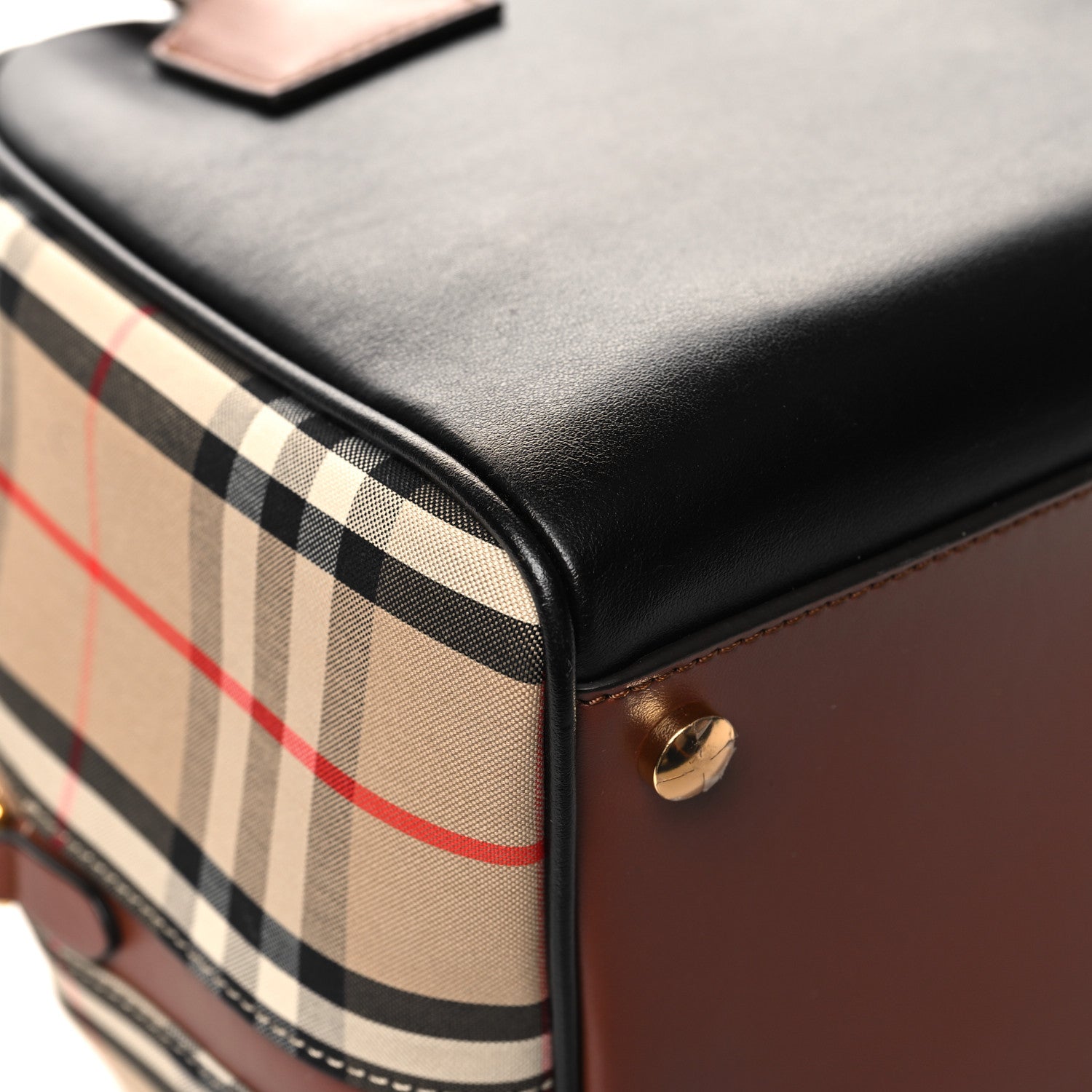 Burberry Smooth Calfskin House Check Medium Cube Bowling Bag Archive Beige 10 of 11