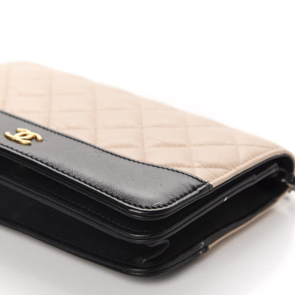 Chanel Aged Calfskin Quilted Gabrielle Wallet On Chain WOC Beige Black 7 of 14